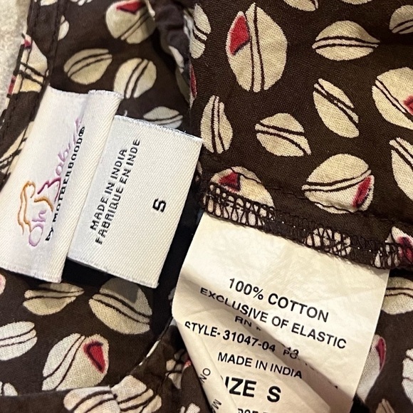 Oh Baby! Motherhood Maternity cap sleeve cotton v neck blouse top brown white - Picture 4 of 7